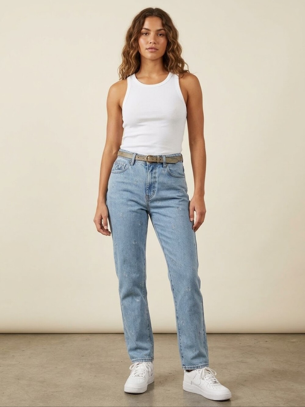 PacSun Y2K Crescent Moon Jeans Size 26 Light Wash Embroidered Denim